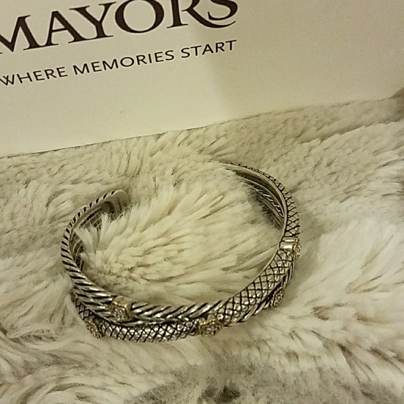 Mayors diamond and white/yellow gold bangle - Picture 2 of 4
